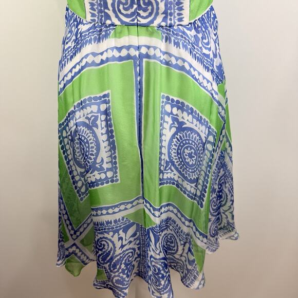 Vineyard Vines 100% Silk Halter Dress Size 4 Fit & Flare Handkerchief Hem Boho - Picture 8 of 12